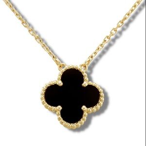 Black Clover Necklace Dainty Double sided